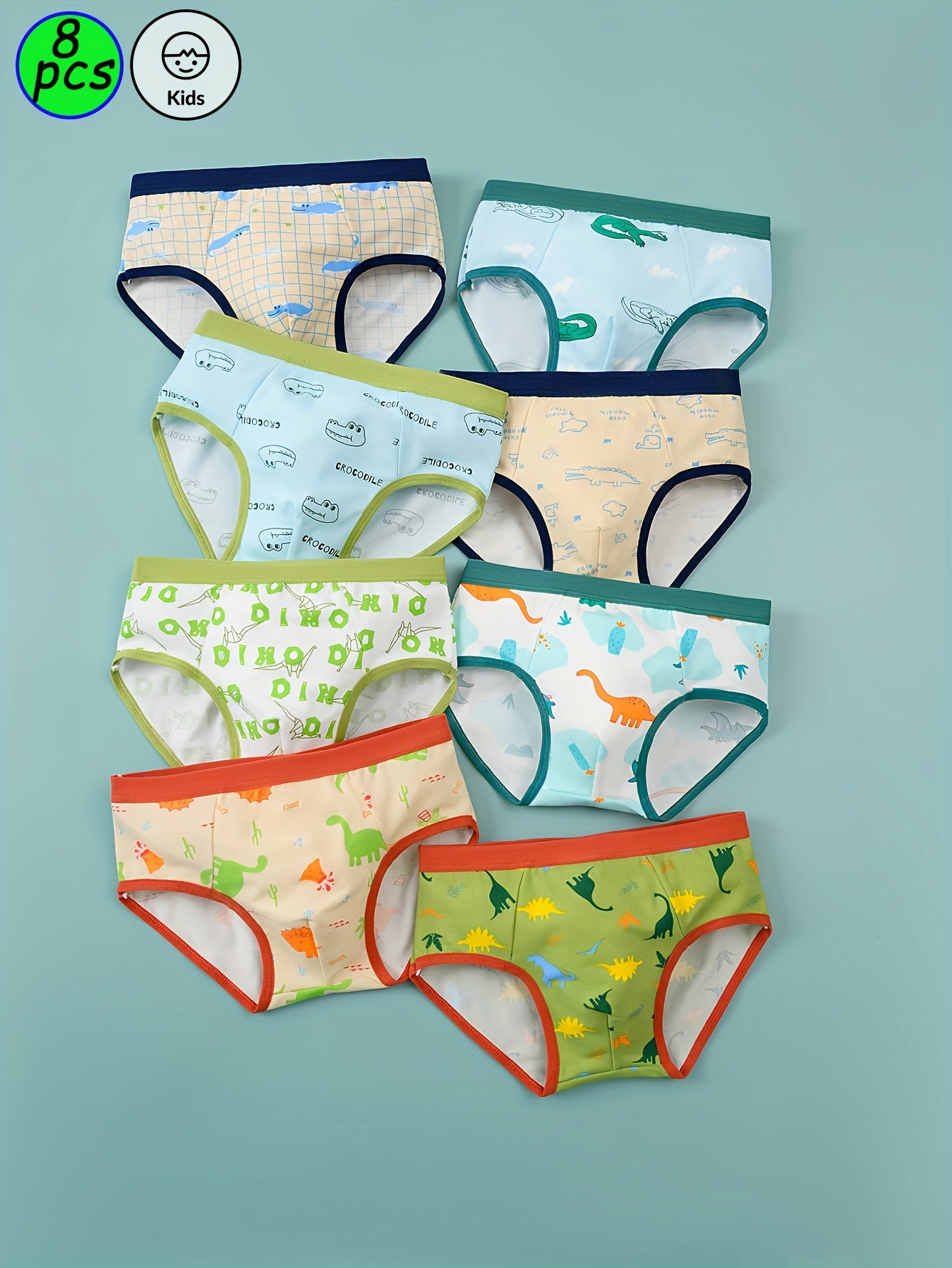 Kit Cueca Infantil – 8 Peças com Estampas Divertidas de Animais