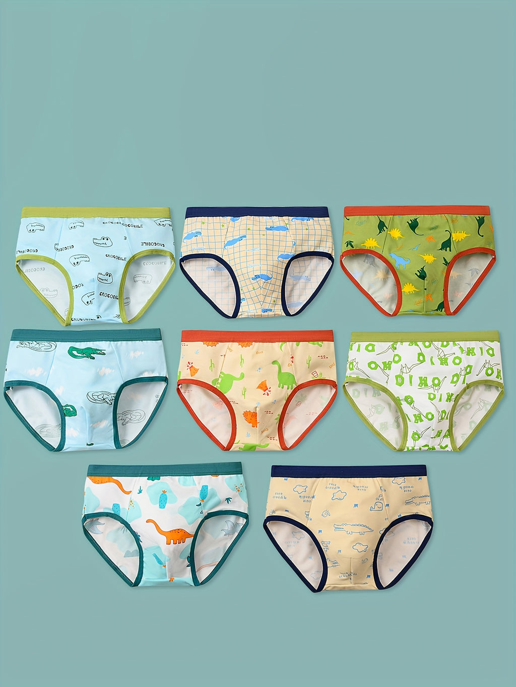 Kit Cueca Infantil – 8 Peças com Estampas Divertidas de Animais