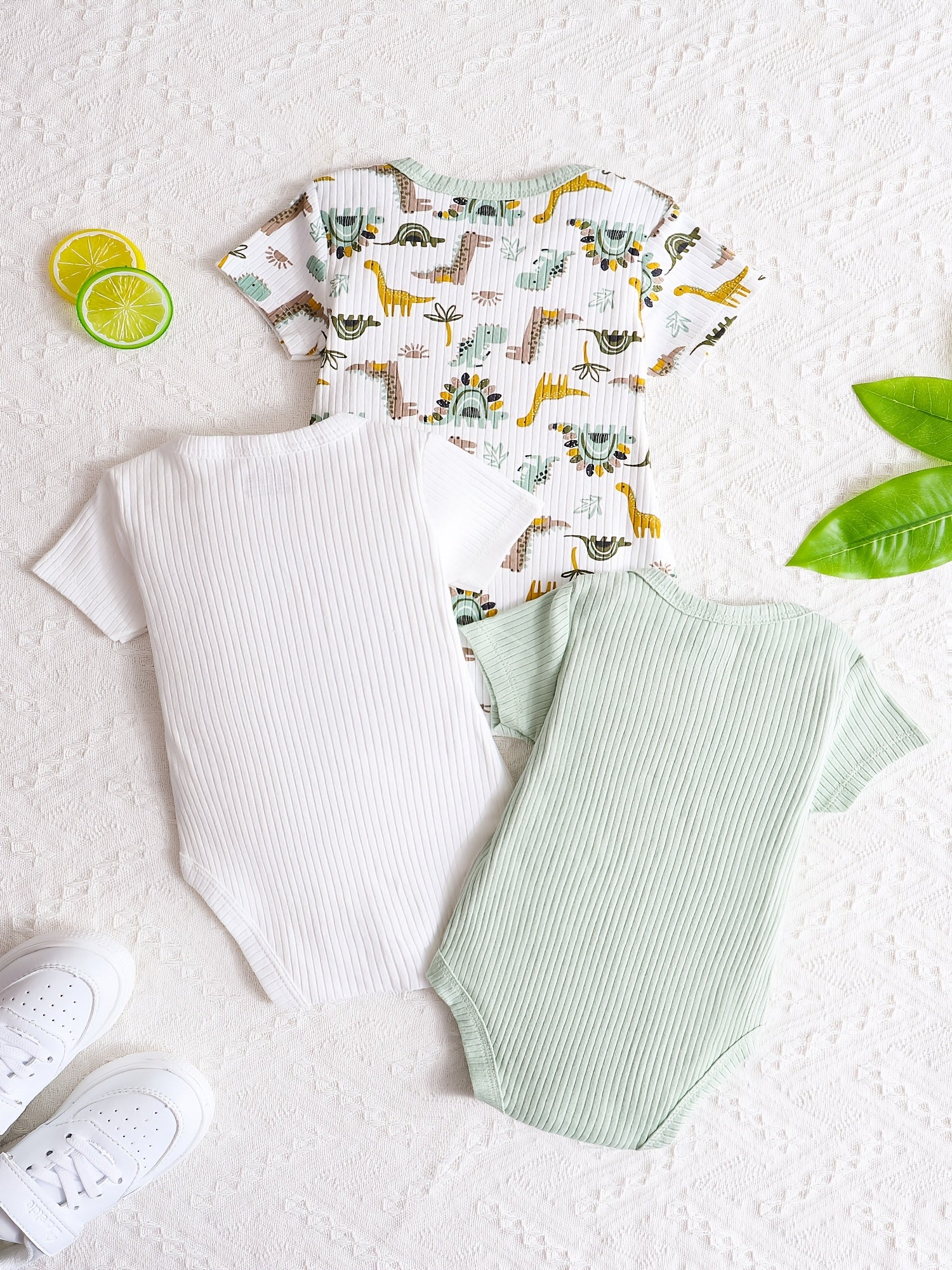 Kit Body Bebê Dino-Mite – 3 Peças com Estampa de Dinossauro