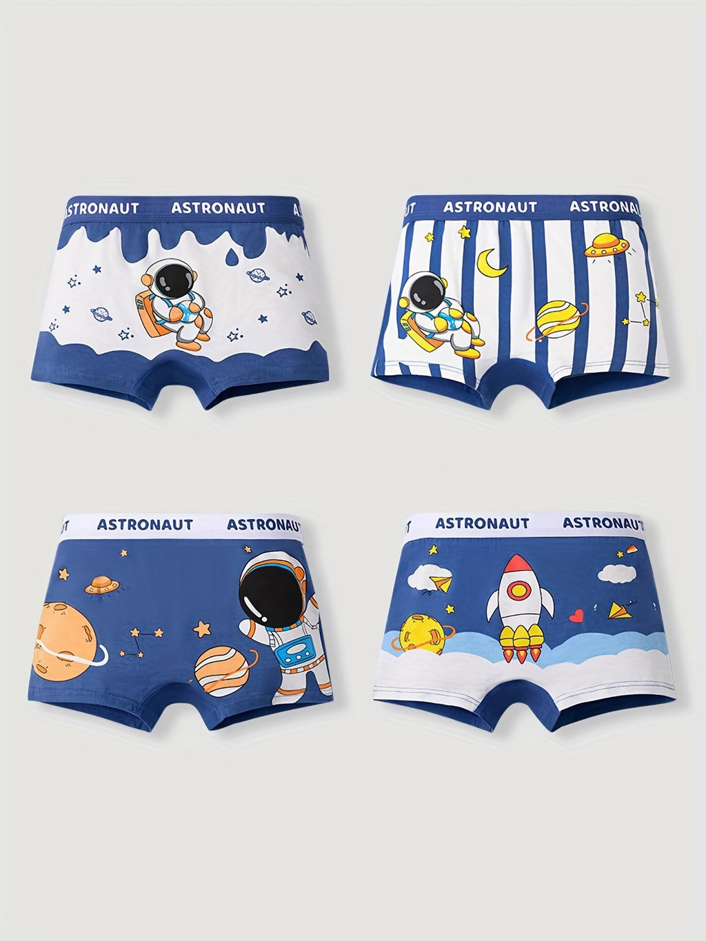 Kit Cueca Infantil Menino – 4 Peças com Estampas Divertidas de Animais e Esportes
