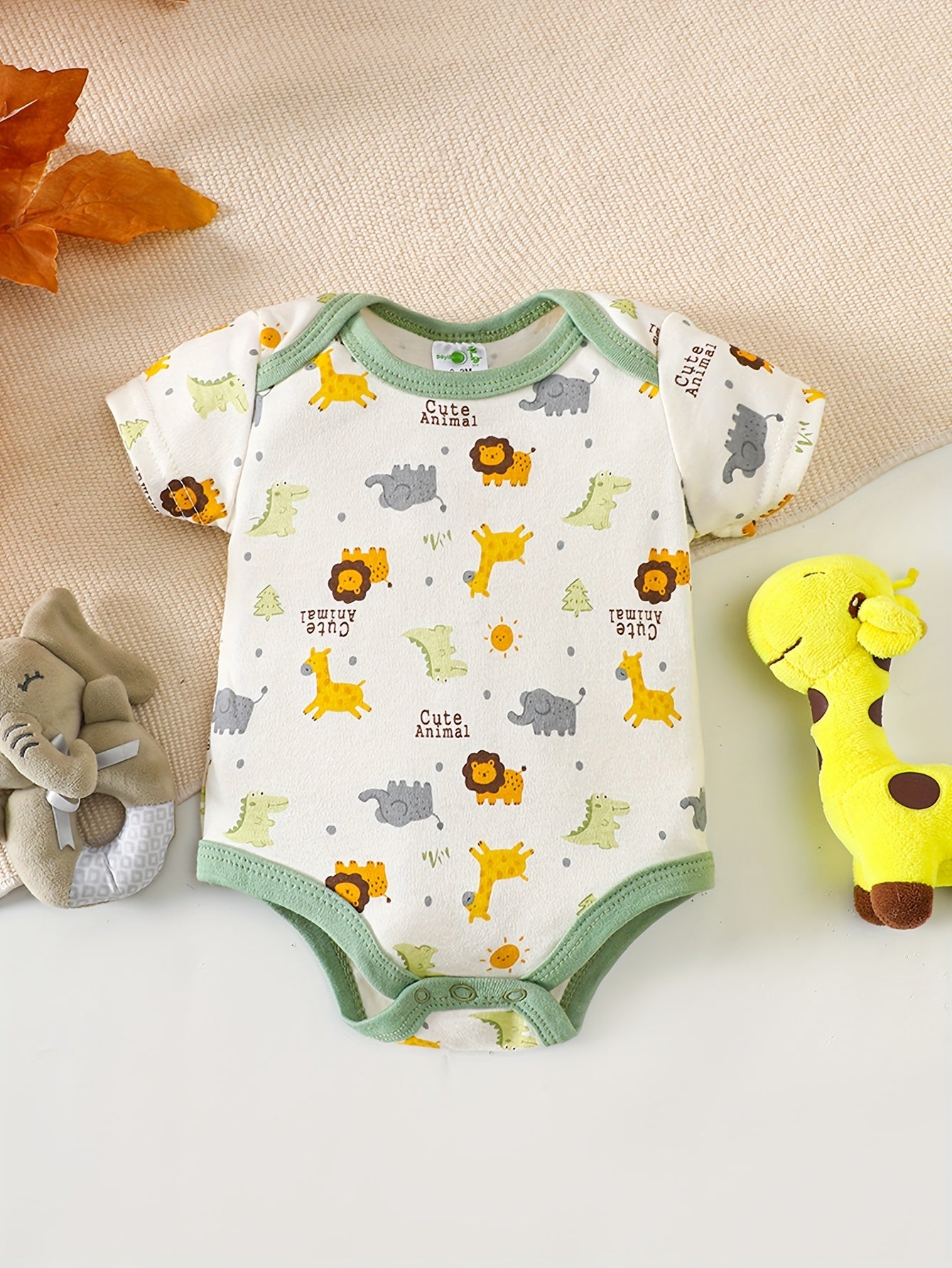 Kit Body Bebê – 5 Peças em Tecido Macio com Estampas de Animais