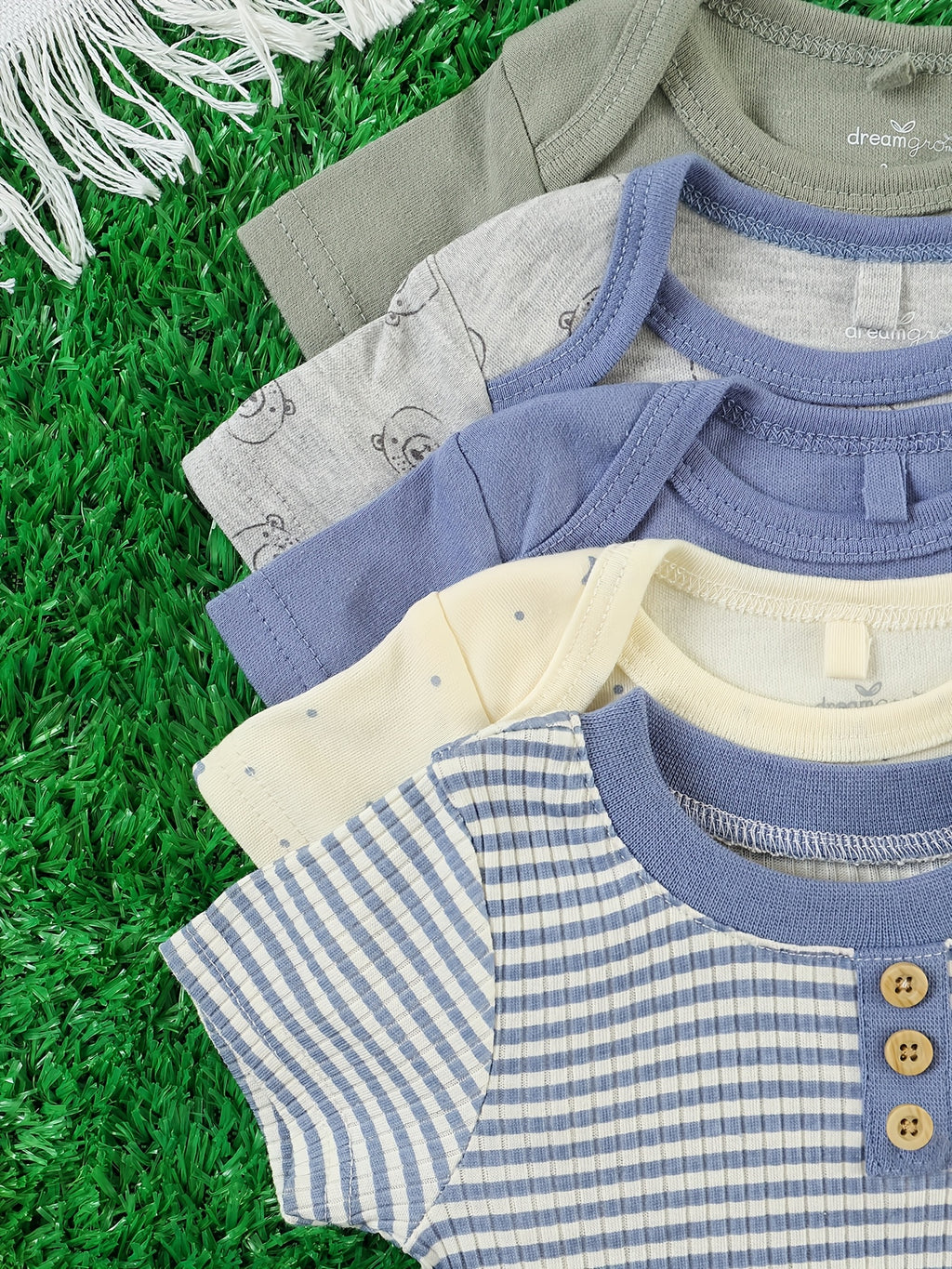 Kit Body Bebê Cozy Comfort – 10 Peças em Algodão com Bordados de Urso e Elefante