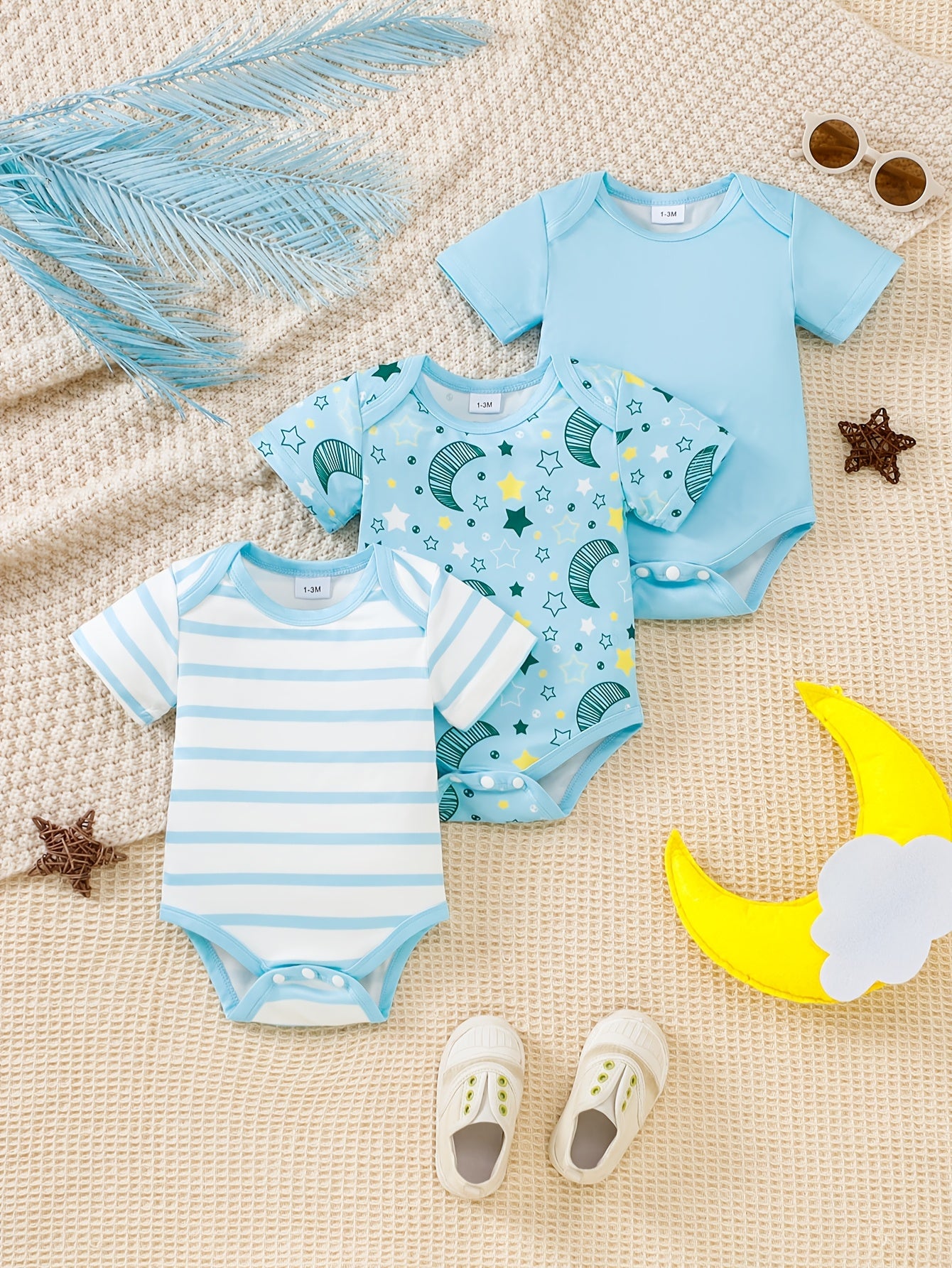 Conjunto Bebê Starry Skies – Kit 3 Peças de Verão com Estampa de Estrelas