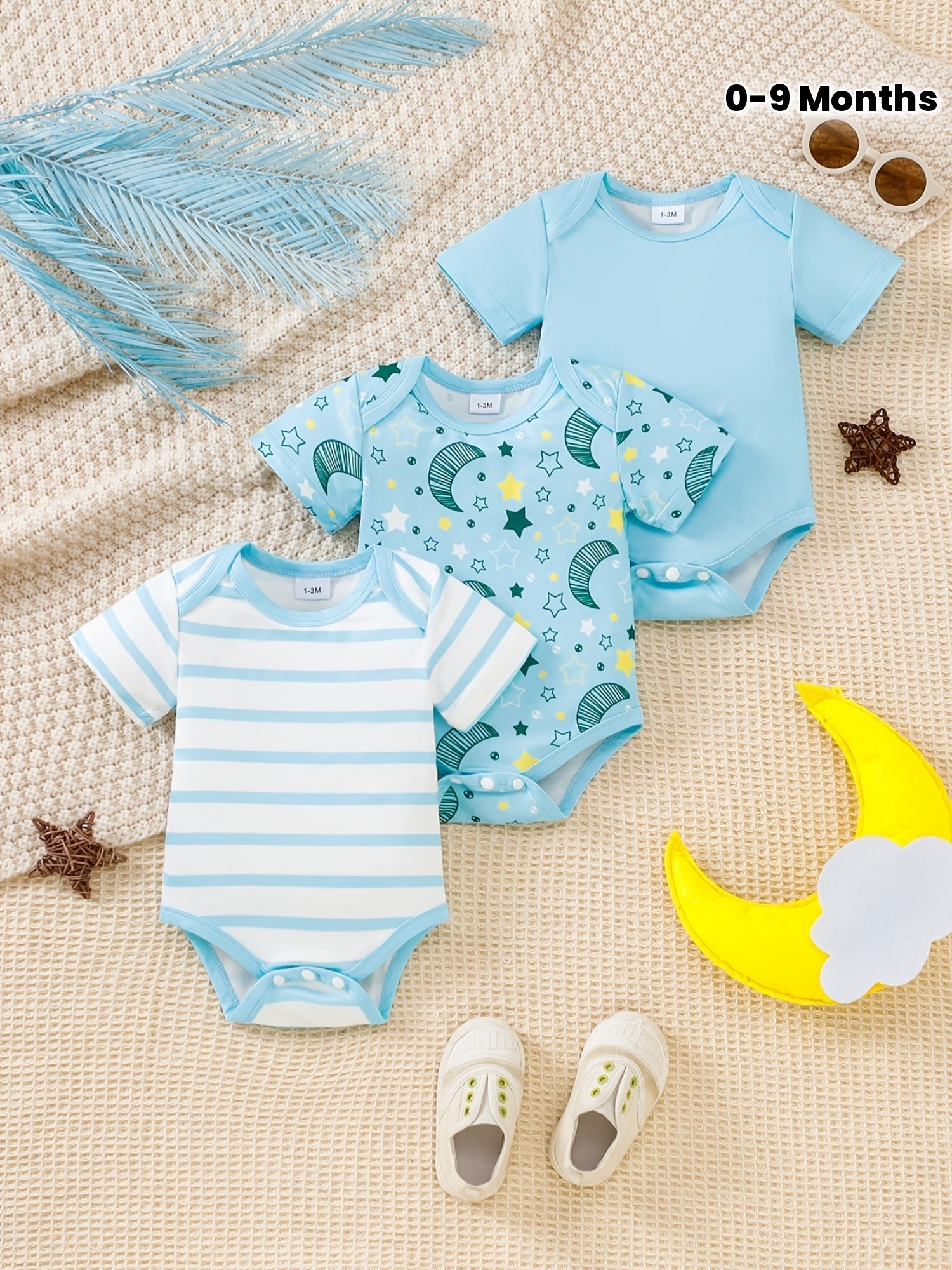 Conjunto Bebê Starry Skies – Kit 3 Peças de Verão com Estampa de Estrelas