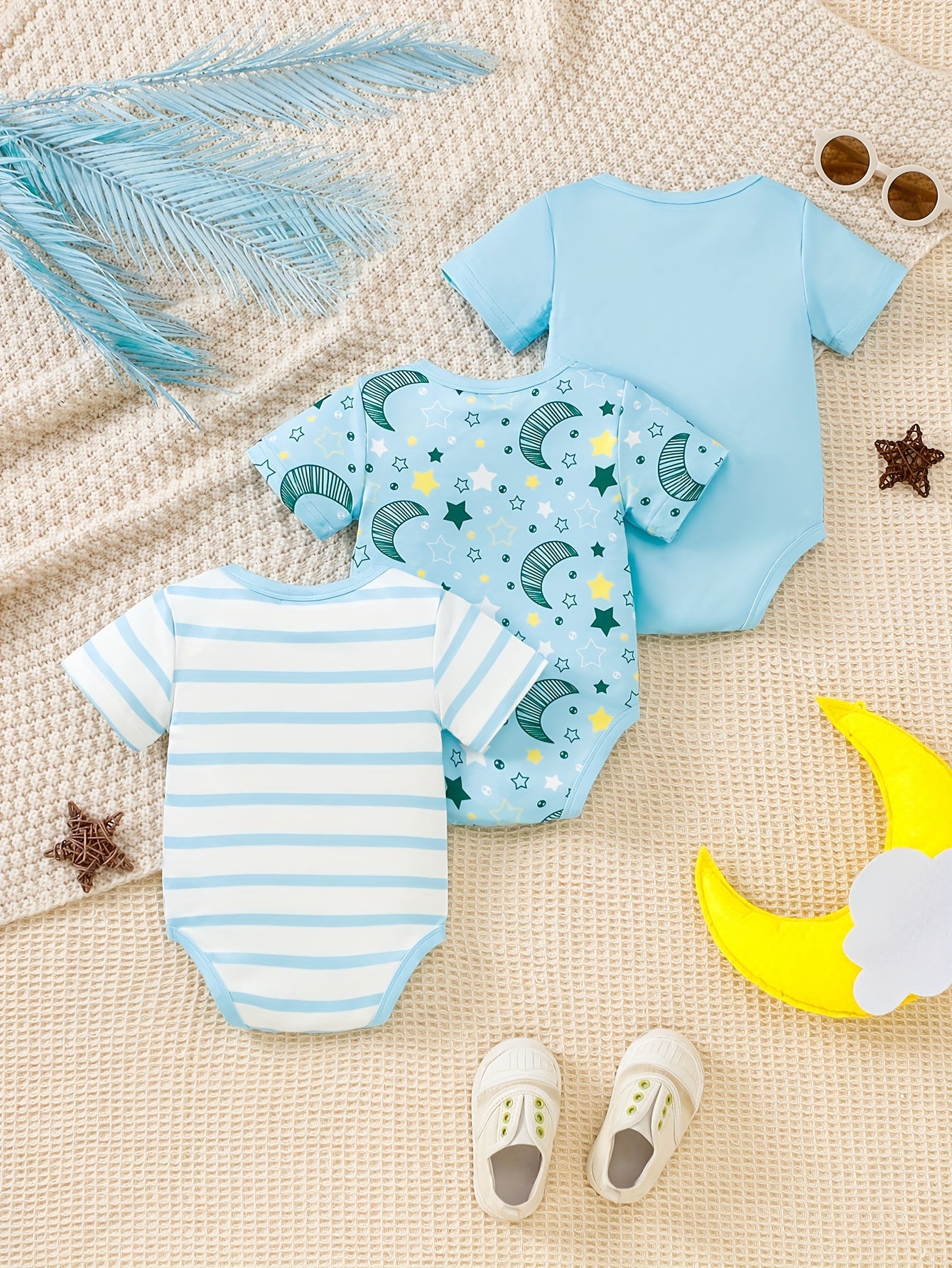 Conjunto Bebê Starry Skies – Kit 3 Peças de Verão com Estampa de Estrelas