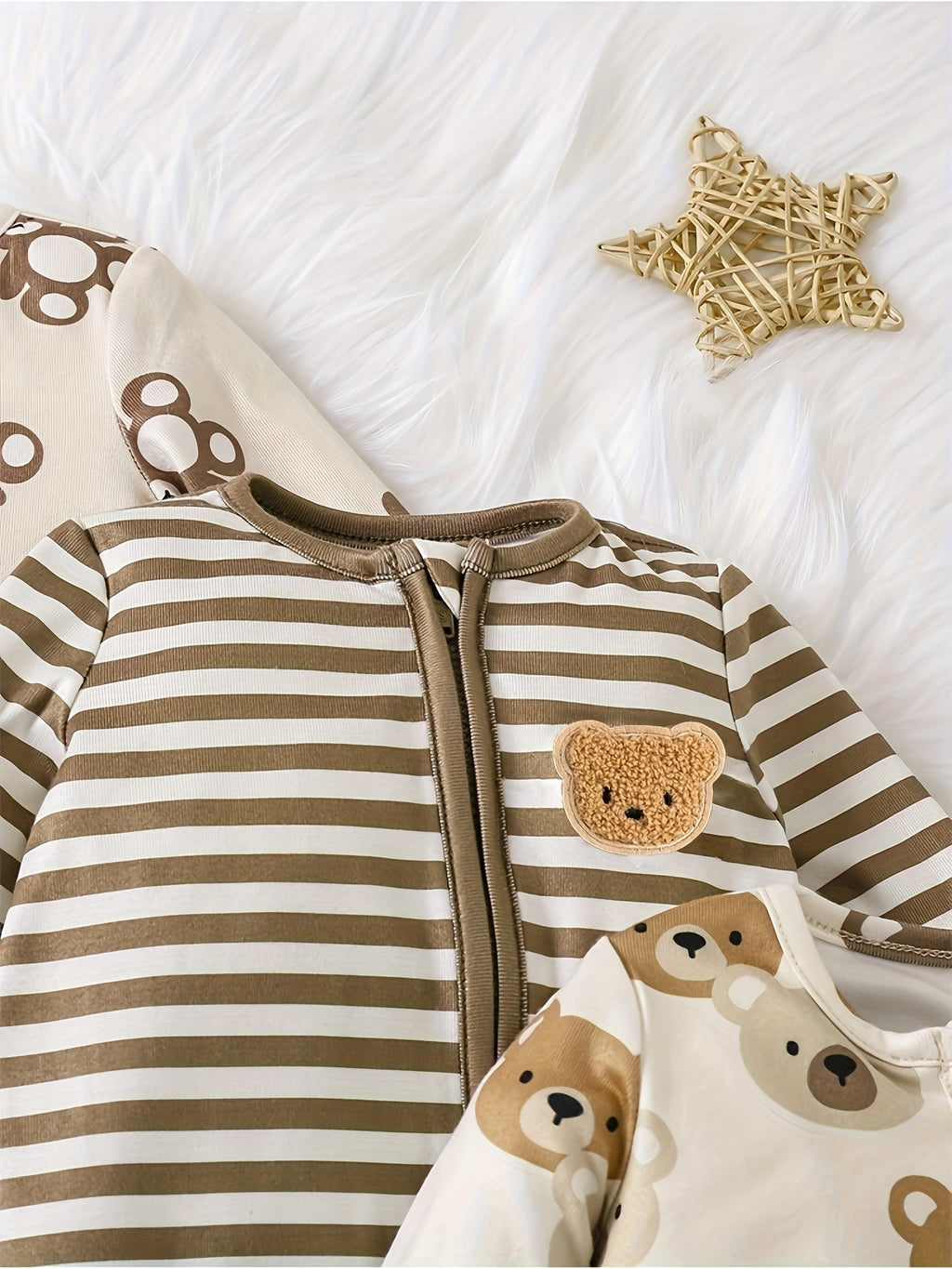 Conjunto Bebê Cozy Bear Cub – Kit 3 Peças com Romper e Body de Urso