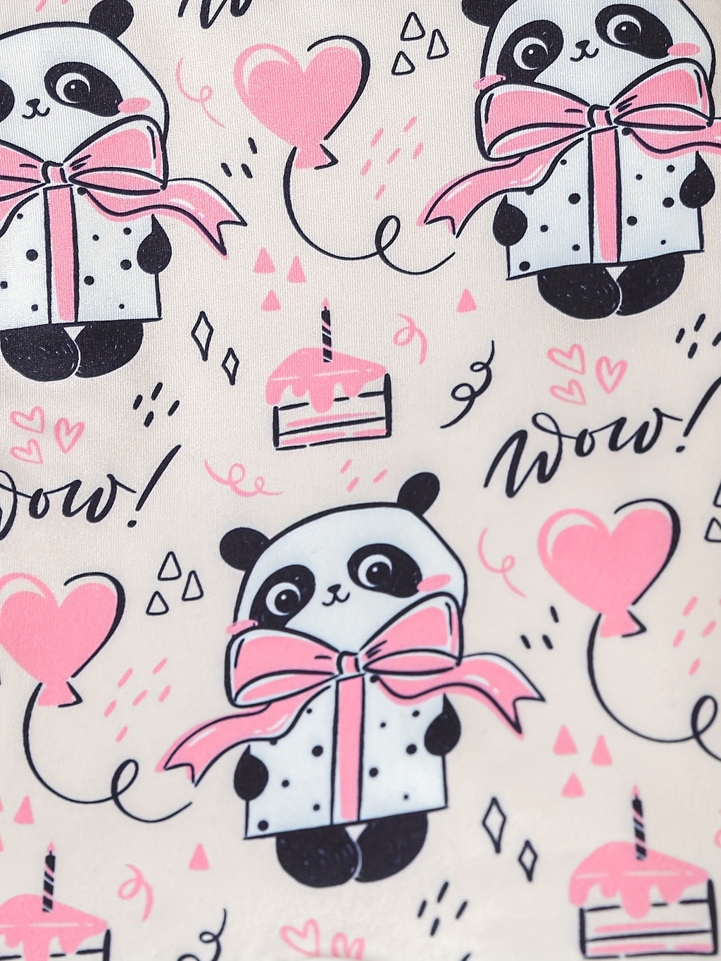 Kit Body Bebê Sweet Dreams – 3 Peças de Manga Longa com Estampas de Panda e Coração