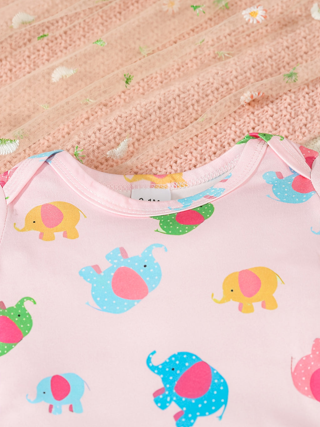Kit Romper Bebê – 3 Peças com Estampa de Elefante e Floral