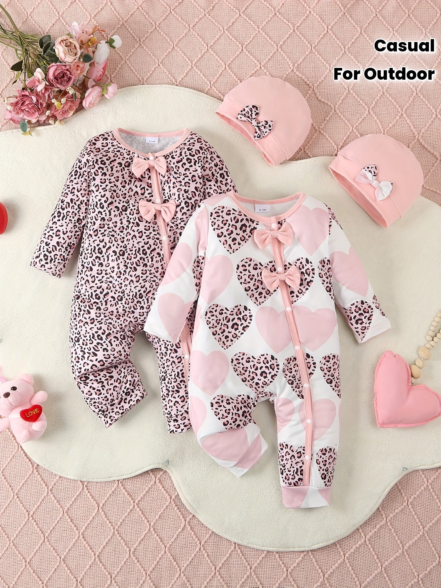 Conjunto Outono Bebê – Kit 4 Peças com Body Estampa Leopardo e Acessórios