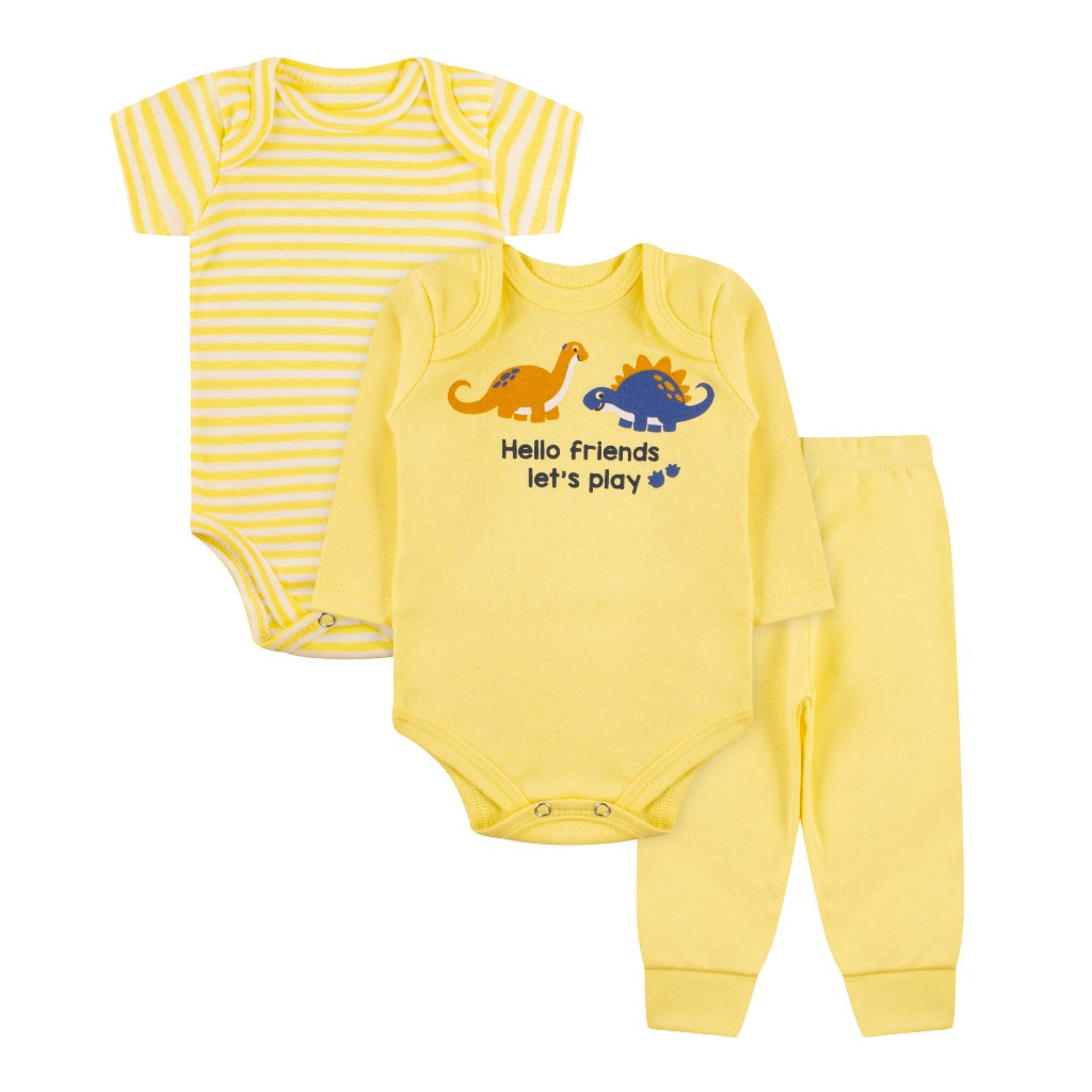 Kit 18 Peças – Trijuntos de Bebê Menino em Algodão Suedine Verão e Inverno