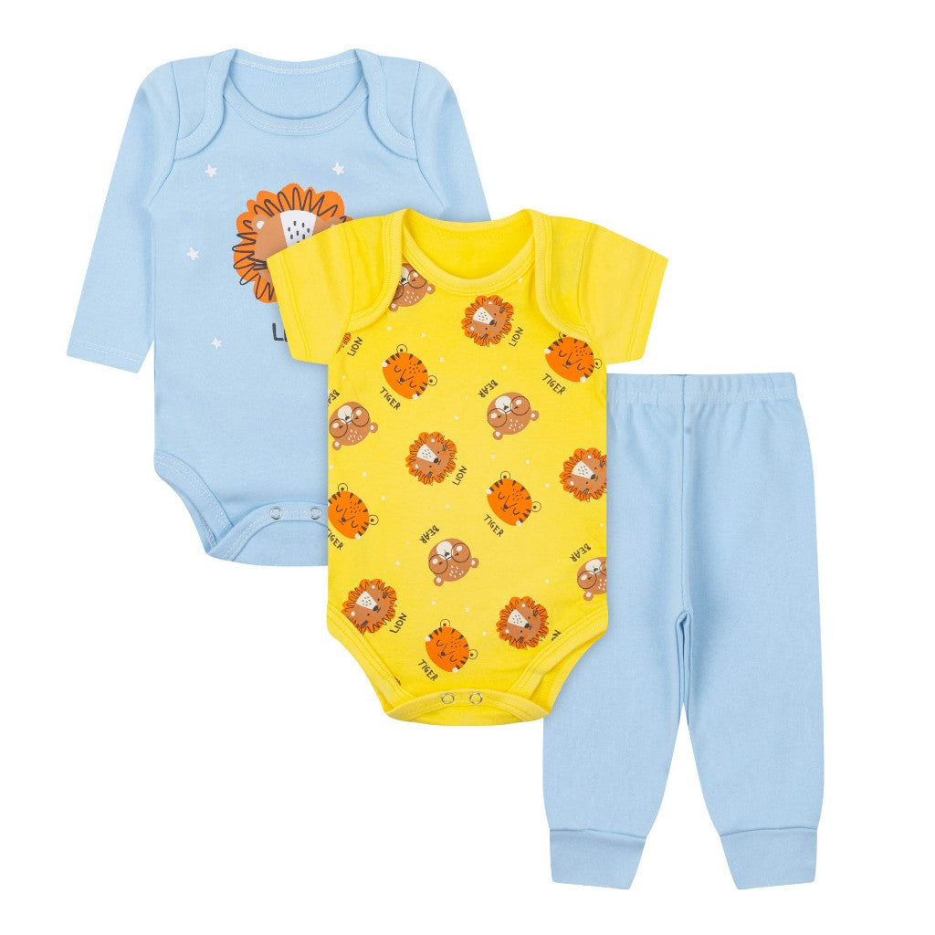 Kit 18 Peças – Trijuntos de Bebê Menino em Algodão Suedine Verão e Inverno