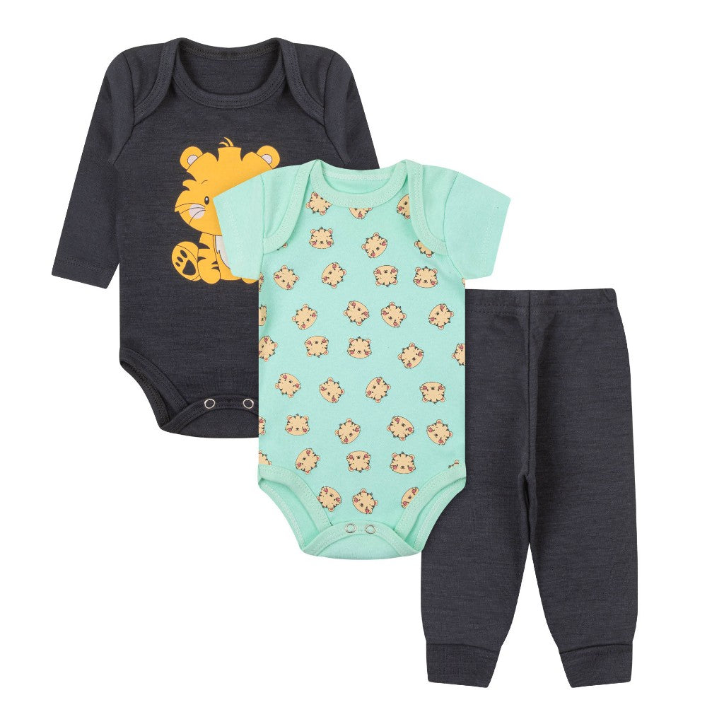 Kit 18 Peças – Trijuntos de Bebê Menino em Algodão Suedine Verão e Inverno