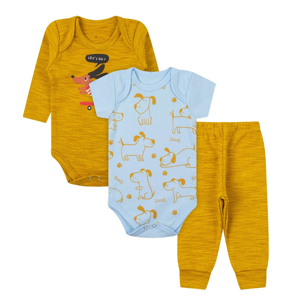 Kit 18 Peças – Trijuntos de Bebê Menino em Algodão Suedine Verão e Inverno