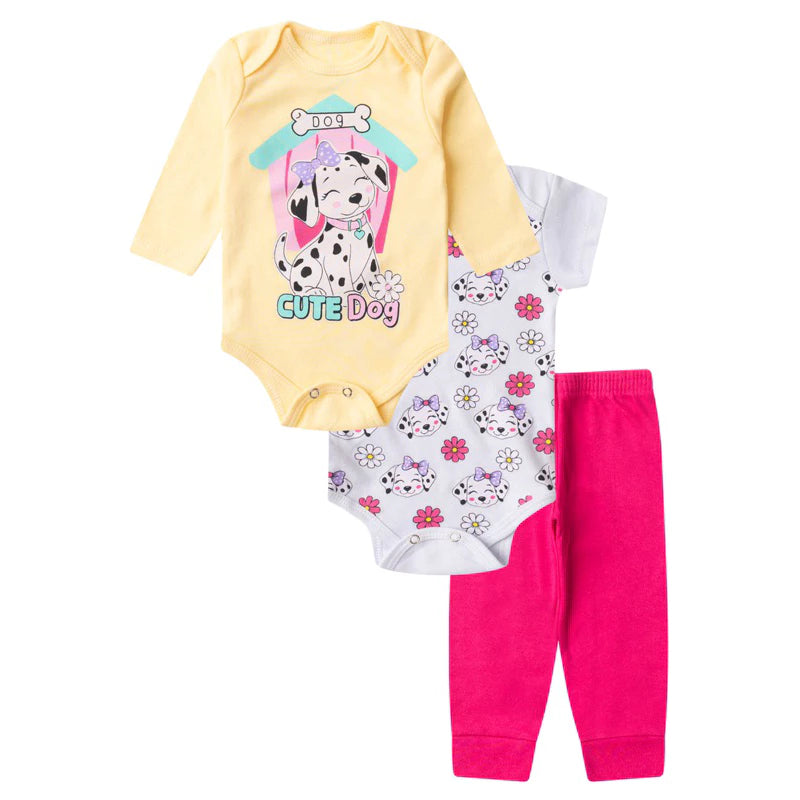 Kit 18 Peças – Body Infantil Bebê Menina Trijunto Completo em Algodão Suedine