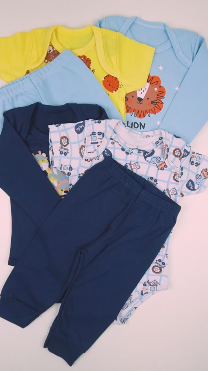 Kit 18 Peças – Trijuntos de Bebê Menino em Algodão Suedine Verão e Inverno